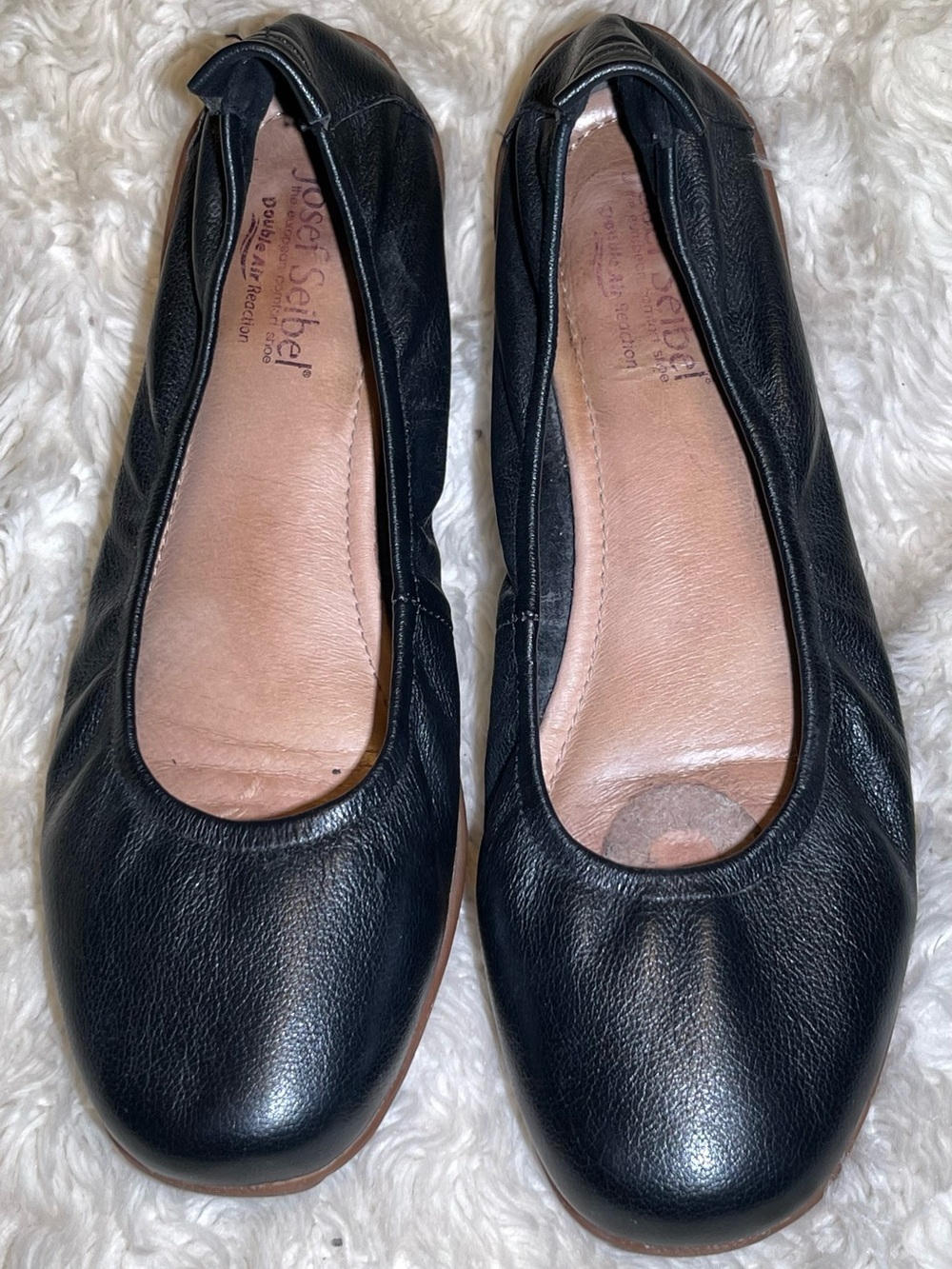 Josef Seibel fenja 01 Black Leather Women's Ballet Flats shoes size 9